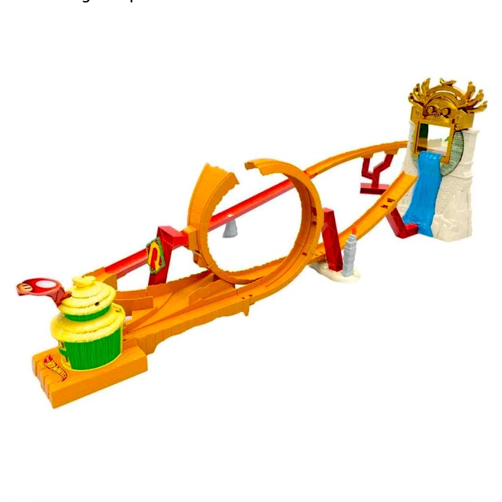 Hot Wheels Mario Kart Track . Jungle Kingdom Raceway with Waterfall Jump
